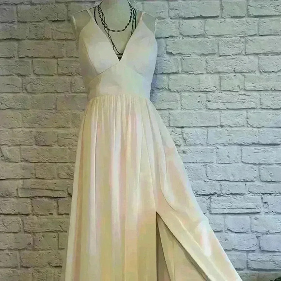 Azazie Aaida A-line Bow Chiffon Floor Length Dress Rose Petal Size A2 - Picture 8 of 9